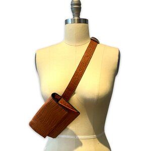 Zara Faux Croc Belt Bag Brown Convertible Fanny Pack Crossbody